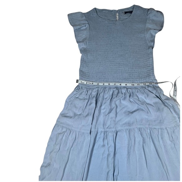 Zesica Smocked Maxi Dress Ruffle Sleeve Tiered Casual Blue Dress Size L Nwot - Picture 11 of 15
